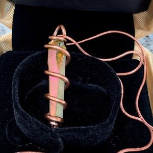 Handmade Natural Quartz Crystal Pendant Copper Wrapped.